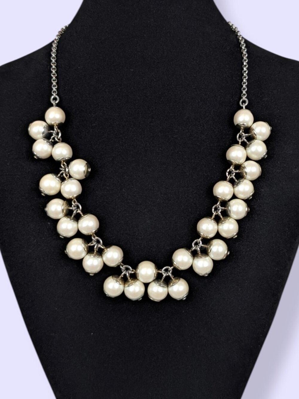 Vintage J. Crew Faux Pearl Cluster Necklace
